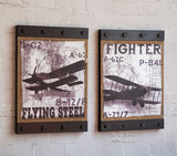 LOFT复古工业风美式乡村复古螺钉麻布二战飞机挂画 装饰画 壁画
