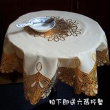 欧式pvc烫金圆桌布烫金镂空桌垫塑料印花圆形茶几垫 圆形70cm包邮