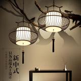 新中式铁艺鸟笼灯具咖啡厅餐厅书房包邮茶楼会所玄关创意装饰吊灯