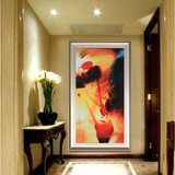抽象油画手绘欧式玄关大幅装饰画艺术客厅朱德群现代竖版鸿运当头