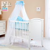 笑巴喜 多功能实木婴儿床环保油漆白色儿童床  有阶梯价