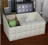 高档皮革纸巾盒抽纸盒床头柜ipad手机遥控器杂物整理多功能收纳盒
