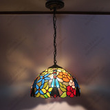 浪漫时尚蒂凡尼彩色玻璃客厅大气圆形餐厅吊灯温馨卧室灯书房灯饰