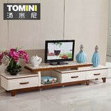 汤米尼 简约现代电视柜茶几组合 烤漆小户型大理石可伸缩电视机柜