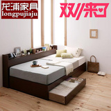 板式床抽屉床储物床1.8米双人床收纳床现书房床床定制床榻榻米
