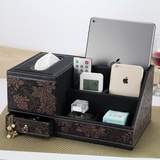 丽然 创意皮革纸巾盒欧式餐巾抽纸盒 桌面茶几遥控器收纳盒多功能