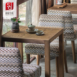 出口日系咖啡厅桌椅日式实木方桌餐台餐桌椅组合咖啡厅奶茶甜品店