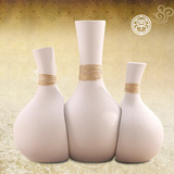 景德镇陶瓷器花瓶组合套装三件套白色简约插花花器餐桌工艺品摆件