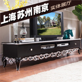 欧式电视柜2米客厅地柜黑色边柜实木雕花电视机柜子家具现货特价