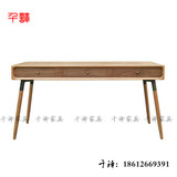 新中式禅意老榆木免漆家具简约实木定制写字台书桌/办公桌电脑桌