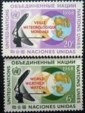 联合国（纽约）国际气象组织纪念邮票 1968年 2全  全新