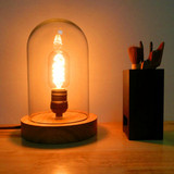设计师最爱复古简约实木玻璃台灯木台灯个性创意木灯具送光源包邮