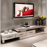 电视柜钢化玻璃烤漆 时尚简约象牙白电视柜地柜 小户型伸缩电视柜