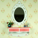 小型宜家壁挂梳妆台镜卧室欧韩式现代简约白色田园化妆台桌梳妆桌