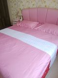 纯棉斜纹60支贡缎面料~超宽幅床品布料~高档纯色布~粉色~