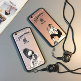 韩国苹果6s情侣手机壳iphone6plus保护套创意防摔挂绳5se外壳潮女