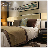 新中式实木床现代简约软包床1.8米双人床婚床酒店样板房卧室家具