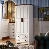 地中海风格实木木质衣橱现代简约田园卧室二门三门衣柜成都可安装