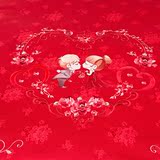 品个性情侣人物被套床单新婚房如缘大红色结婚庆四件套纯棉床上用