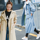 2016秋装新款女装韩版宽松大码休闲气质中长款双排扣风衣女式外套