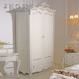 乔克斯欧式衣柜两门衣橱法式实木雕花储物柜儿童衣柜大容量收纳柜