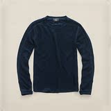 香港代购 15 RRl 深蓝色全棉圆领套头长袖T恤
