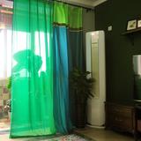 美式乡村东南亚小清新窗帘窗纱半遮光拼布拼色卧室飘窗儿童房绿色