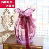 包邮 欧式浮雕彩色玻璃花瓶  水培玻璃花瓶 家居摆件 送蝴蝶夹