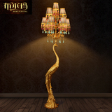 布尔玛 豪华欧式孔雀台落地灯纯全铜灯具 卧室客厅大堂餐厅灯饰