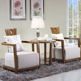 中式实木沙发布艺 个性创意沙发椅实木休闲沙发客厅椅子单人书椅