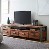 CX畅想木质简约电视柜小户型客厅欧式乡村复古铁艺实木电视柜茶几
