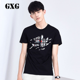 GXG男装  2016夏季新款   修身款时尚黑色圆领短袖T恤#62844041