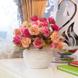仿真花套装欧式田园假花客厅餐桌卧室室内装饰绢花塑料花盆景盆栽
