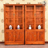 展示柜书架古典家居四门书柜子组合实木榆木中式仿古家具