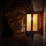 泰国工艺品复古玻璃壁灯 东南亚风格酒吧实木楼梯过道墙灯