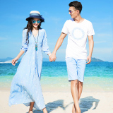 雪梦娅2016年新款波西米亚沙滩情侣装夏装海边度假连衣裙海滩长裙