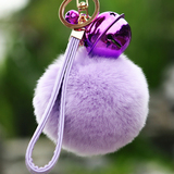 韩国创意礼品汽车钥匙扣女包挂件毛绒可爱铃铛兔毛球钥匙链圈饰品