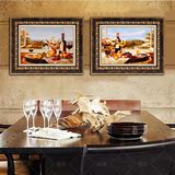 高档欧式餐厅装饰画现代简约有框画欧式餐厅挂画壁画红酒二联画