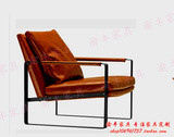 现代不锈钢休闲椅简约高档单人沙发椅现代中式躺椅售楼处洽谈椅子