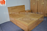 老榆木免漆家具床 双人床 实木床 箱式床 现代中式大床 榫卯大床