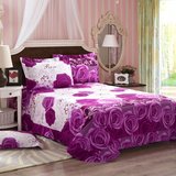 全棉四件套1.8m床冬磨毛婚庆床上用品紫色床单纯棉2.0m床双人被套