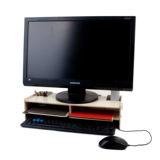 液晶电脑显示器双层桌面增高托架底座支架键盘置物收纳木架子加厚