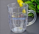 PC透明塑料杯啤酒把杯扎啤杯大号带把水杯菠萝杯刻花饮料杯子批发