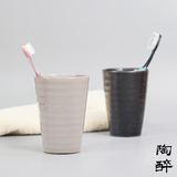 日式简约加厚圆形漱口杯陶瓷情侣刷牙杯水杯洗漱杯子对杯一套包邮