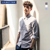 Lilbetter长袖衬衫男 男装青少年小领寸衫修身休闲韩版男士衬衣潮