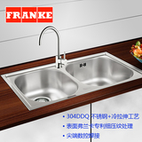 正品精密细压纹弗兰卡不锈钢水槽套餐厨房小双槽双盆APT620D/B