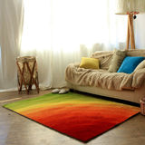 优品时尚彩虹图案地毯时尚现代客厅卧室茶几花色短毛亮丝地毯定制