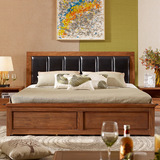 定做实木床1.8米2米2.2/2.4米高箱储物简约美式真皮软靠双人大床