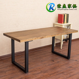 复古实木餐桌电脑桌长方形办公大桌子简约铁艺1至3米小户型包邮