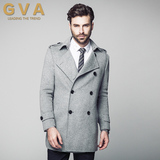 gva羊毛大衣男士双面羊绒大衣双排扣毛呢外套男中长款呢大衣